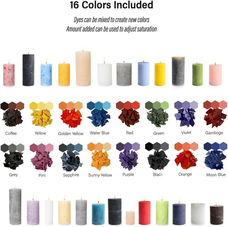 Beesworks Wax Candle Dyes - 16 Colors Wax Dyes for DIY Candle Making, Soap Making (0.15 oz per Color) - Image 2